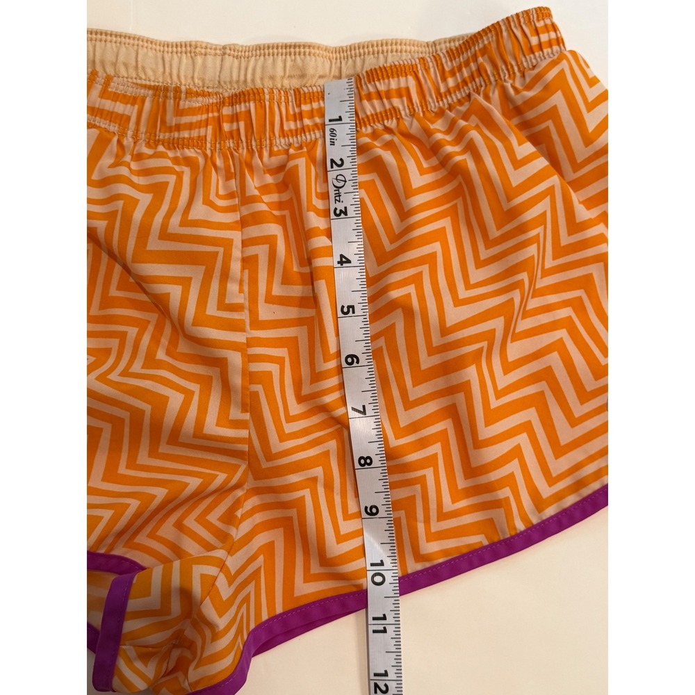 Nike Dri-FIT Running Shorts Orange White Chevron Zig Zag Purple Trim Womens M - Picture 7 of 11